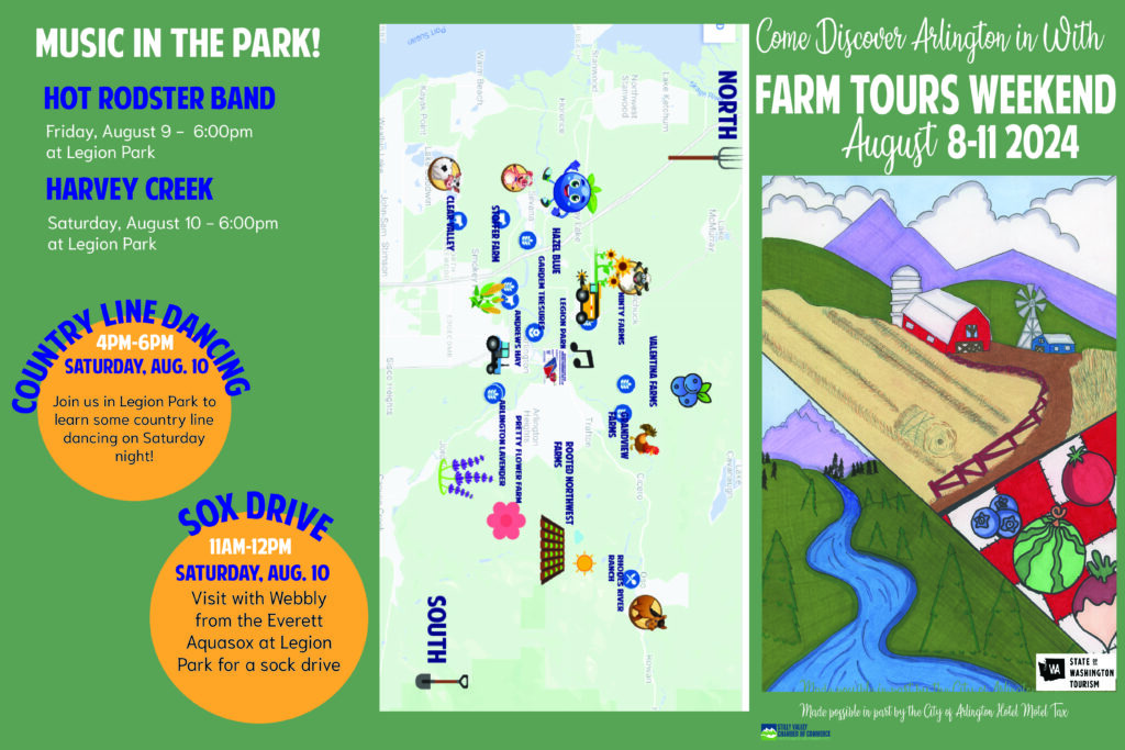Map and front of the Arlington Farm Tours Brochure